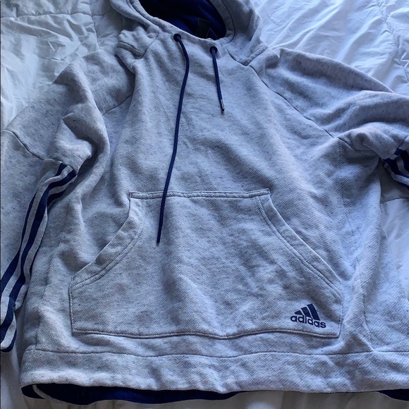 grey and blue adidas hoodie